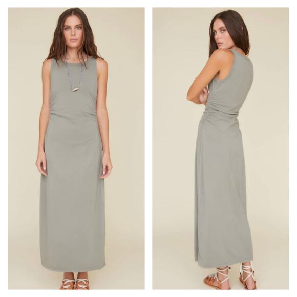 XiRENA Womens Pia Sleeveless Maxi Dress Size L Olive Sprig Cotton Casual Stretch - Picture 2 of 12